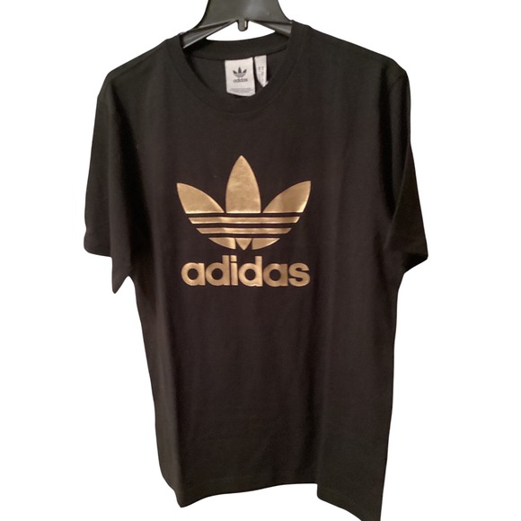 adidas Originals Other - Adidas Originals Trefoil Tee Mens Medium Black Gold Foil Logo Shirt JD0945 NWT